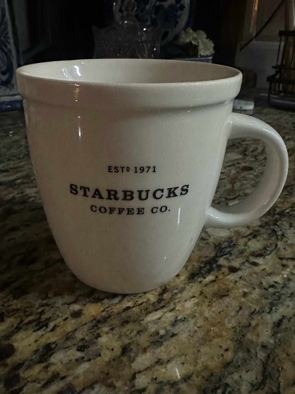 2001 Starbucks Cream Ceramic Mug with Black Logo